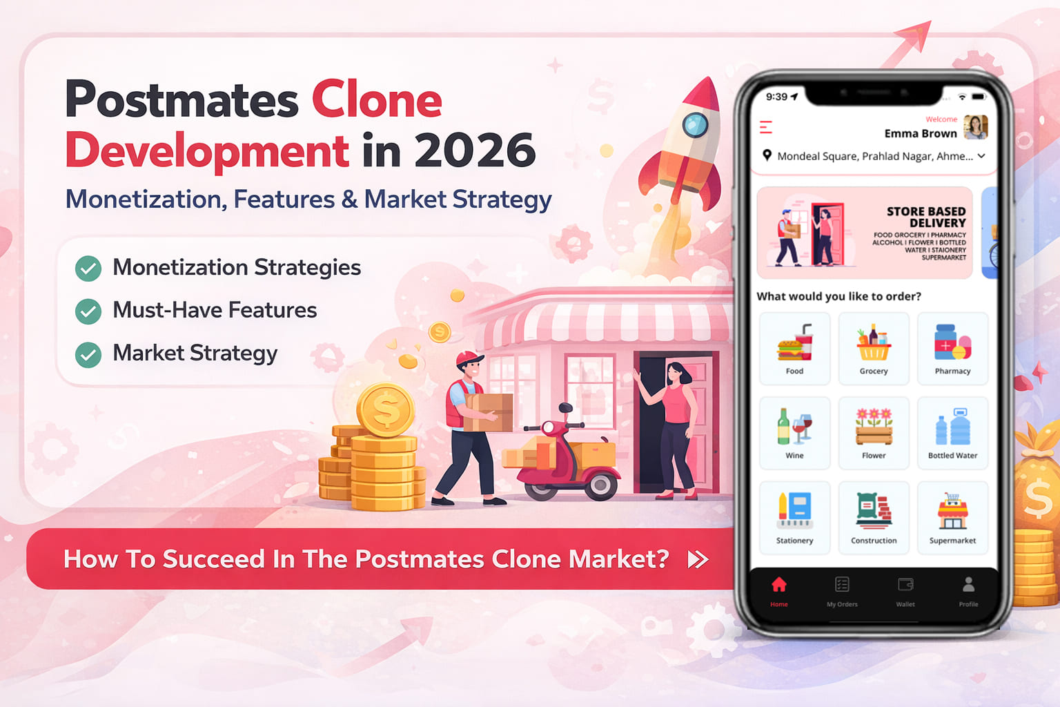 Postmates Rovers Postmates Clone 2026: Features, Monetization & Strategy